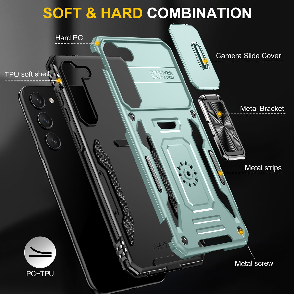 Samsung S23 Plus Case Shockproof Kickstand Hybrid Cover LIGHT GREEN
