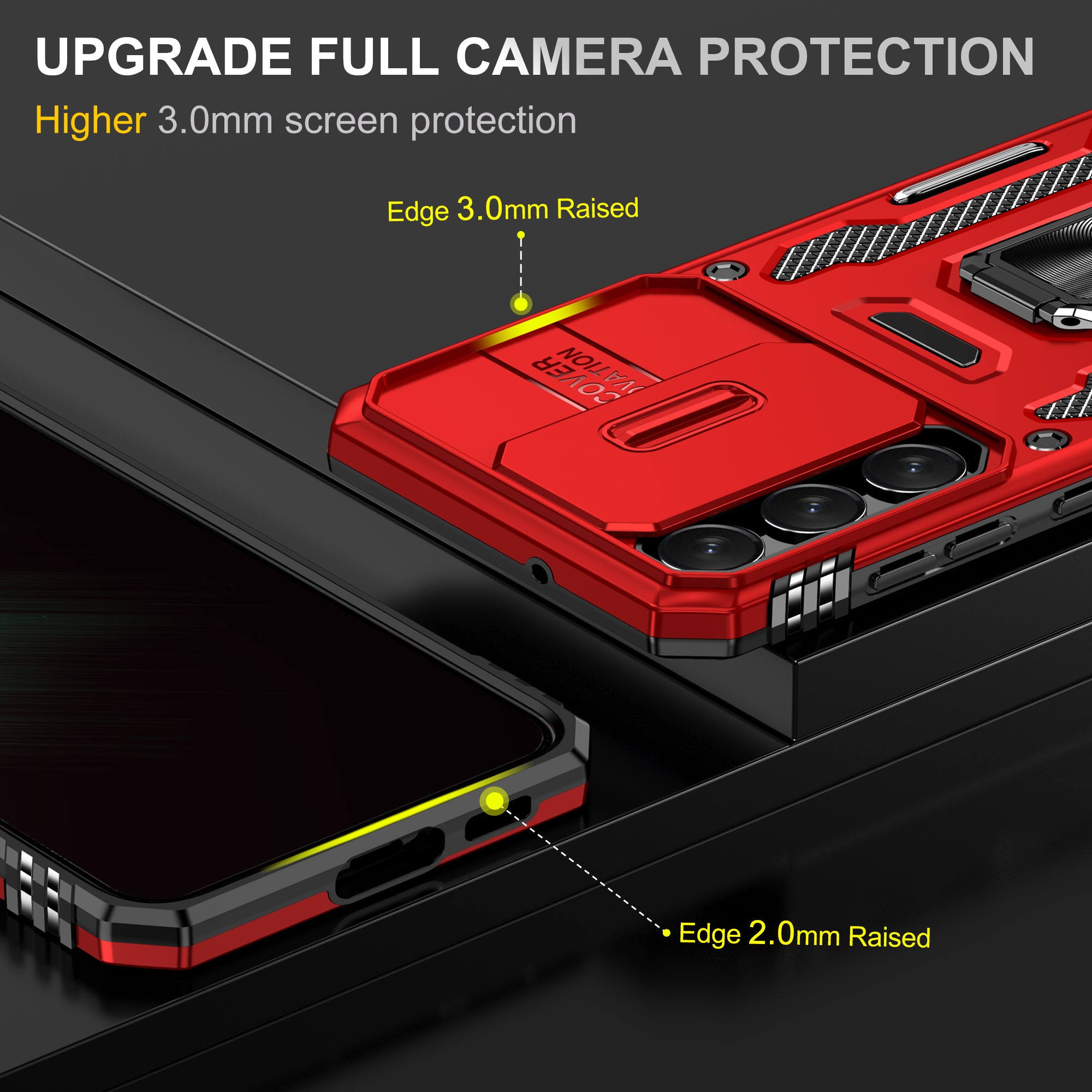 Samsung S23 Plus Case Shockproof Kickstand Hybrid Cover RED