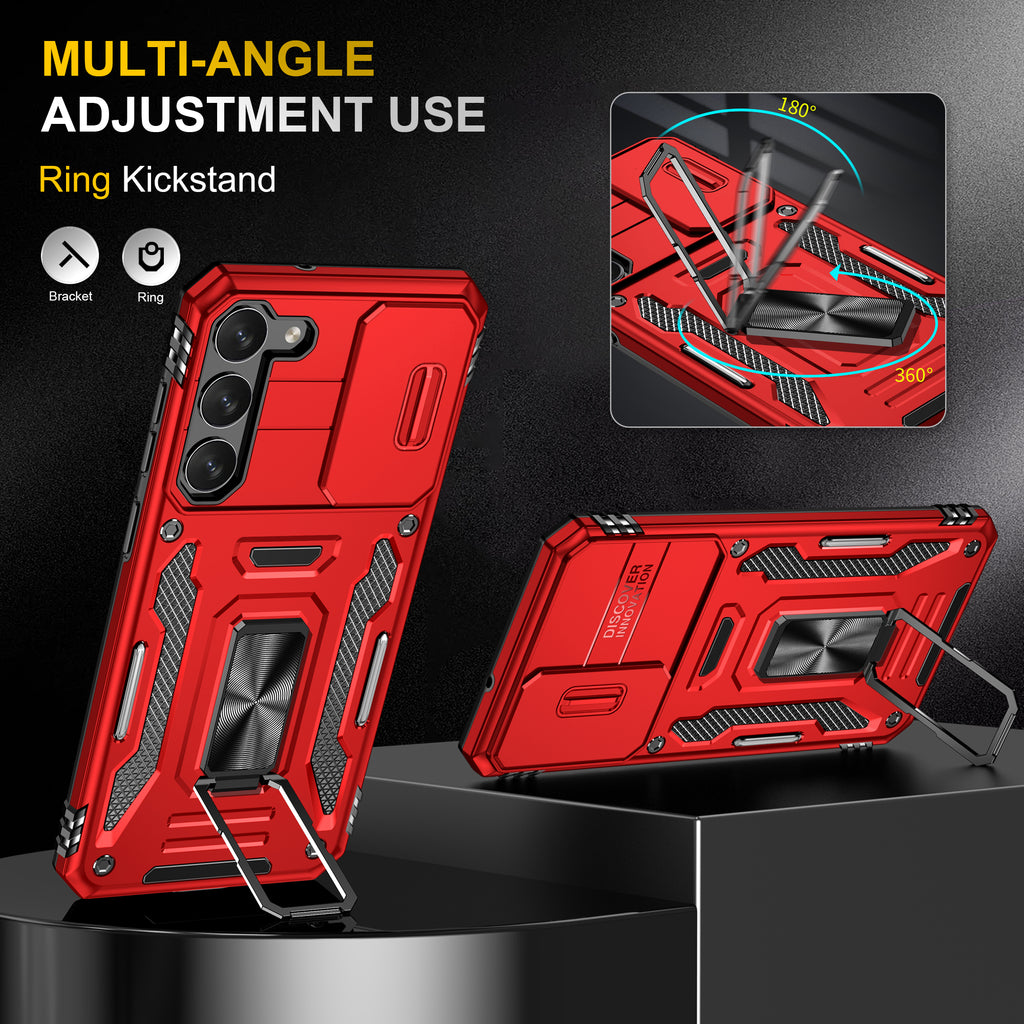 Samsung S23 Plus Case Shockproof Kickstand Hybrid Cover RED