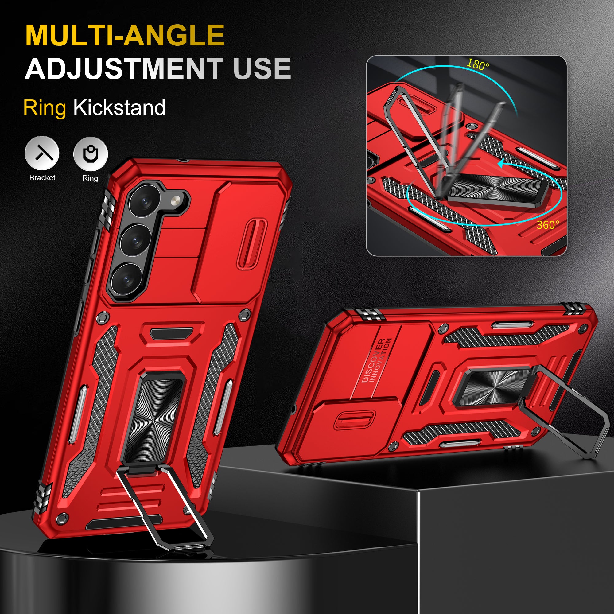 Samsung S23 Plus Case Shockproof Kickstand Hybrid Cover RED