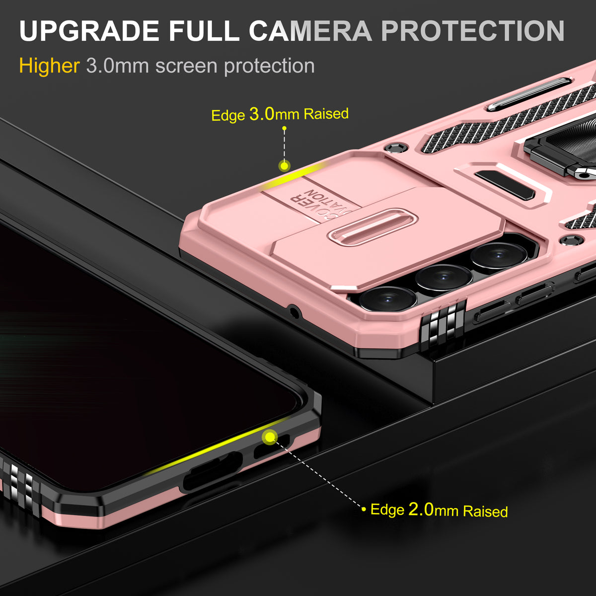 Samsung S23 Case Shockproof Kickstand Hybrid Cover PINK