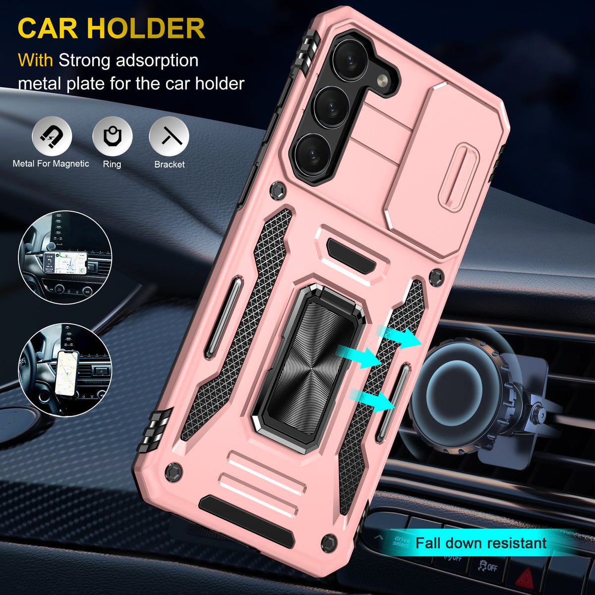 Samsung S23 Case Shockproof Kickstand Hybrid Cover PINK