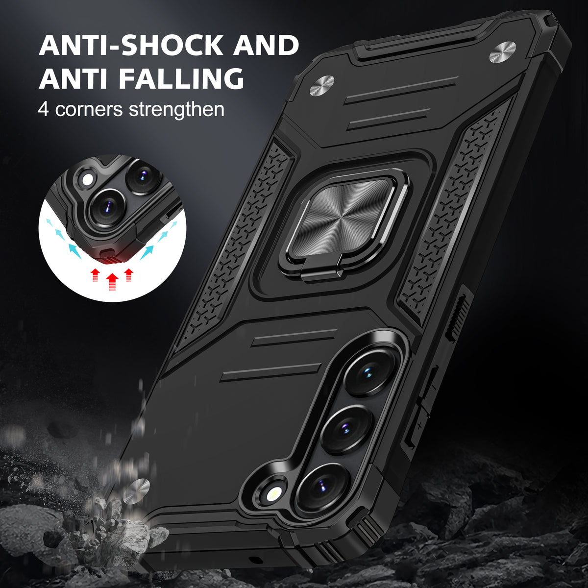 Samsung Galaxy S23 Plus Rugged Tough Case Shockproof Hybrid Cover BLACK