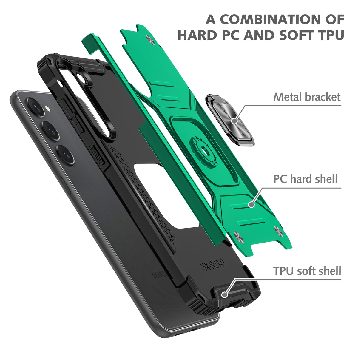 Samsung Galaxy S23 Plus Rugged Tough Case Shockproof Hybrid Cover DARK GREEN