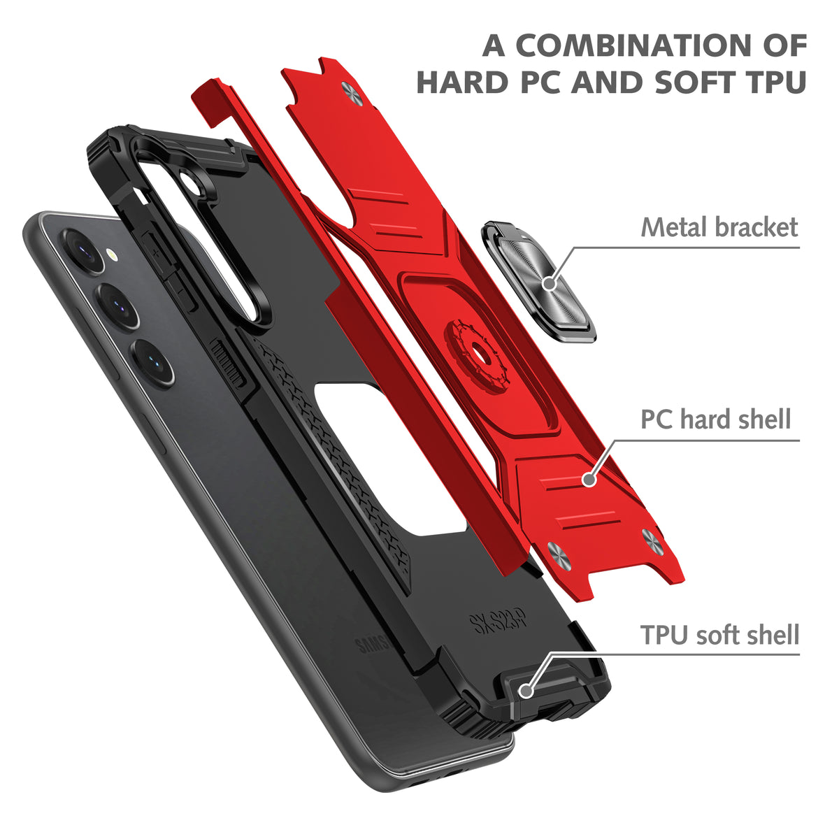 Samsung Galaxy S23 Plus Rugged Tough Case Shockproof Hybrid Cover RED