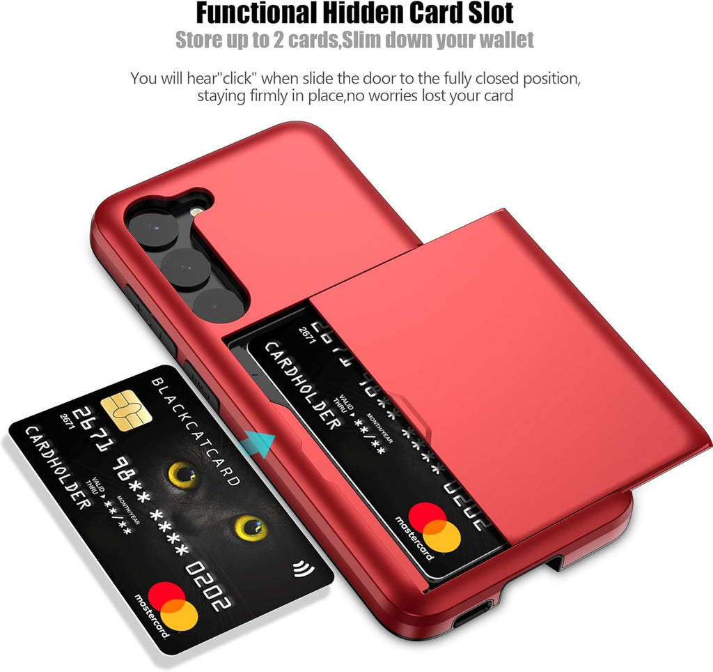 Samsung Galaxy S23 Plus Shockproof Wallet Case Card Cover RED