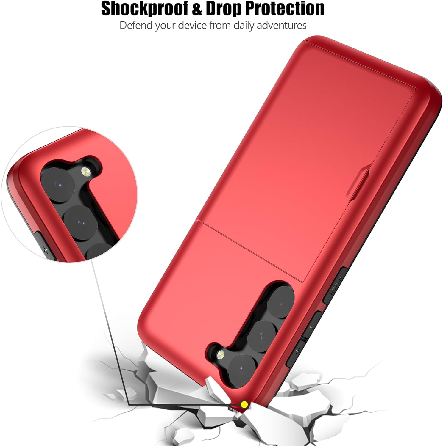 Samsung Galaxy S23 Plus Shockproof Wallet Case Card Cover RED