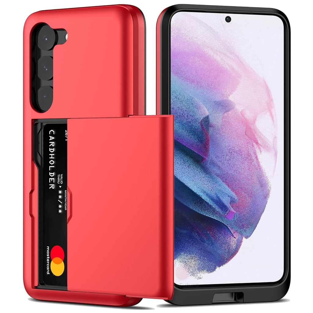 Samsung Galaxy S23 Plus Shockproof Wallet Case Card Cover RED