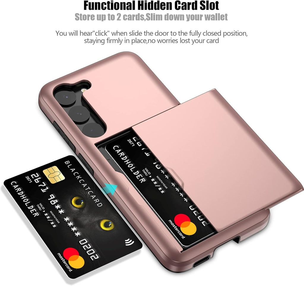 Samsung Galaxy S23 Shockproof Wallet Case Card Cover PINK