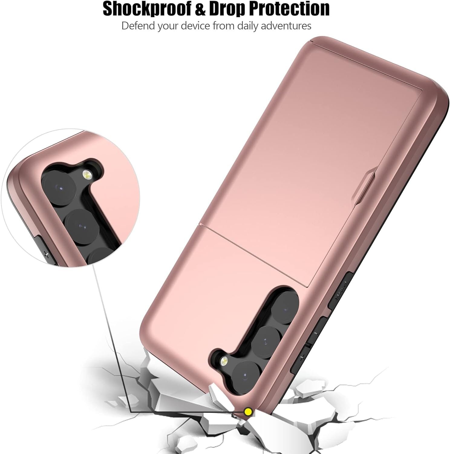 Samsung Galaxy S23 Shockproof Wallet Case Card Cover PINK