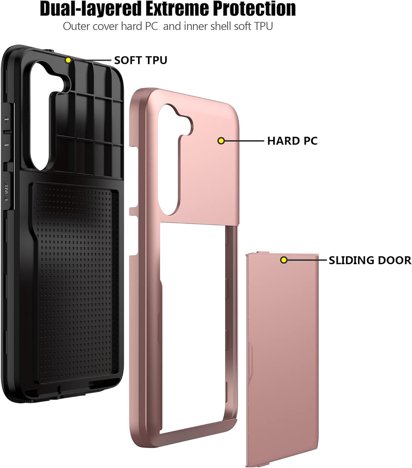 Samsung Galaxy S23 Shockproof Wallet Case Card Cover PINK