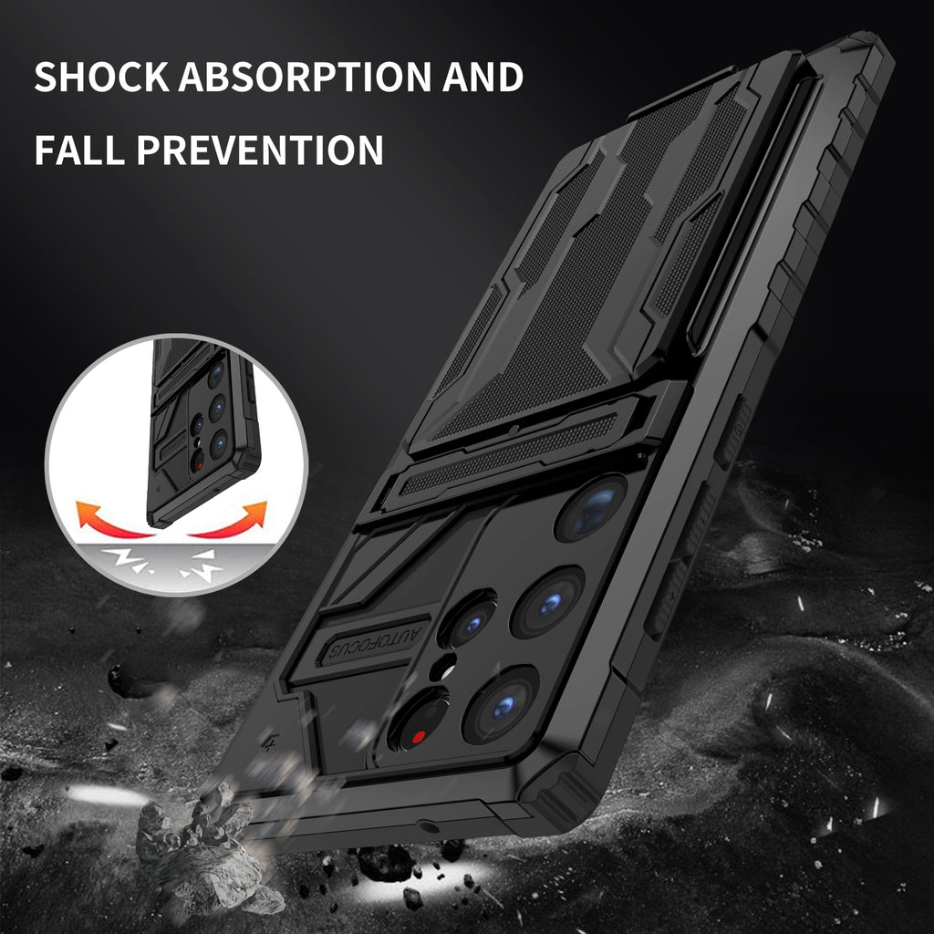 Samsung S23 Ultra Heavy Duty Kickstand Case Shockproof Card Holder BLACK