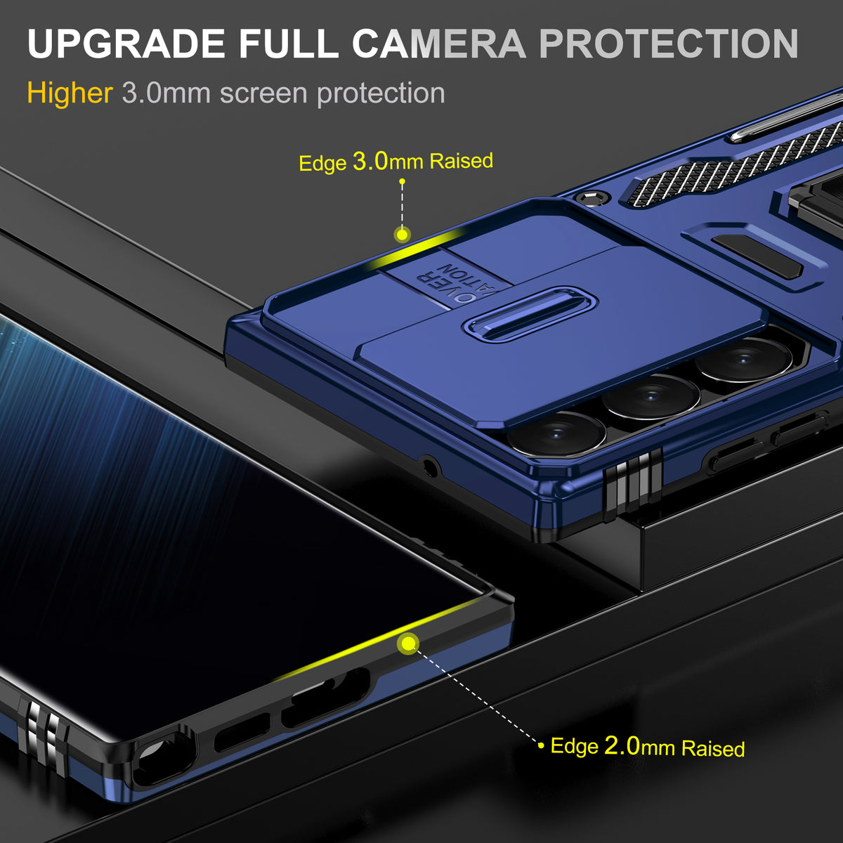 Samsung S24 Ultra Case Shockproof Kickstand Hybrid Cover DARK BLUE