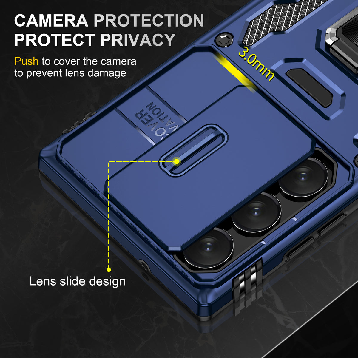 Samsung S24 Ultra Case Shockproof Kickstand Hybrid Cover DARK BLUE
