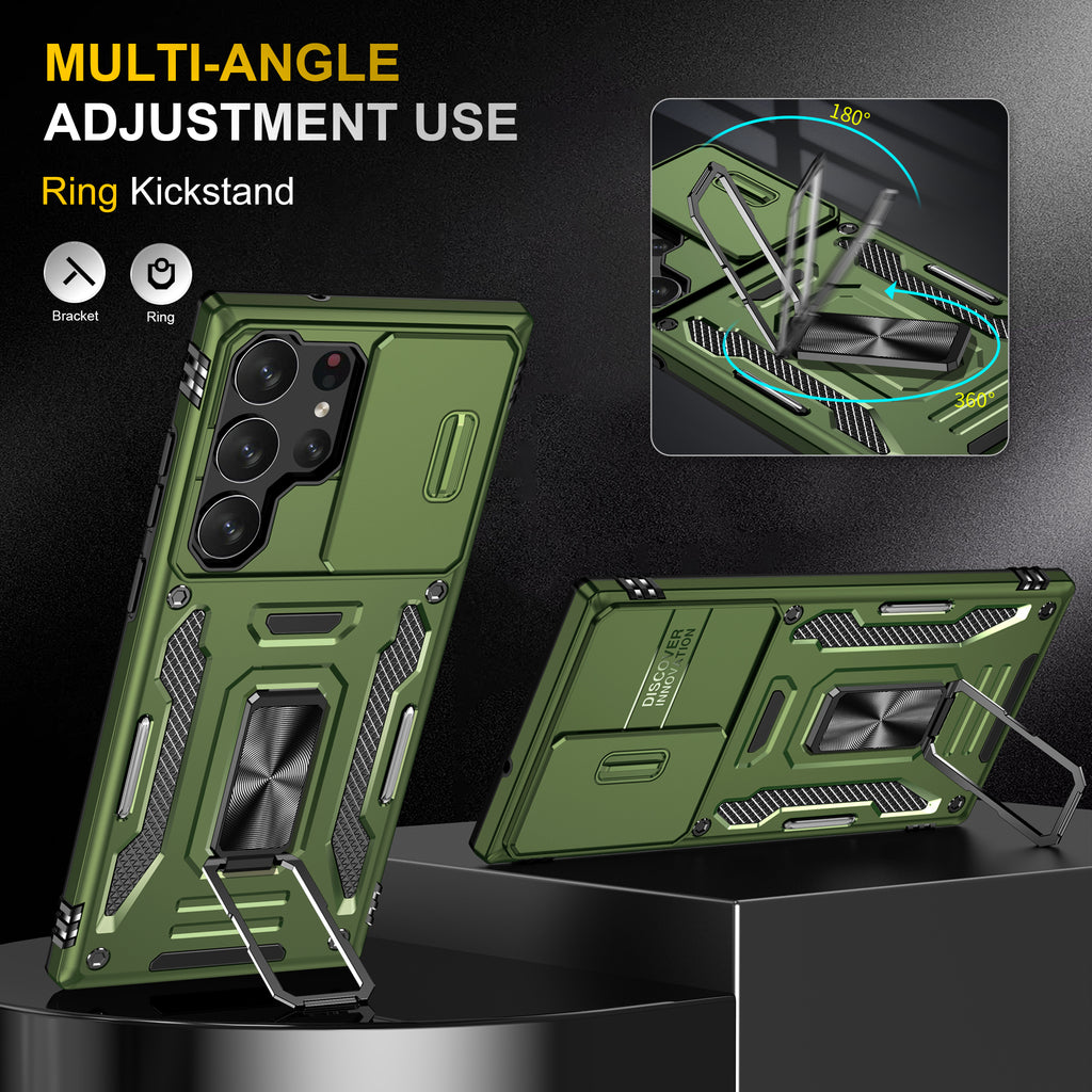 Samsung S24 Ultra Case Shockproof Kickstand Hybrid Cover DARK GREEN