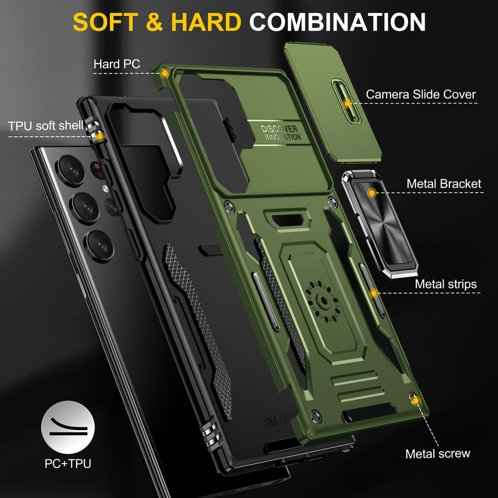 Samsung S24 Ultra Case Shockproof Kickstand Hybrid Cover DARK GREEN