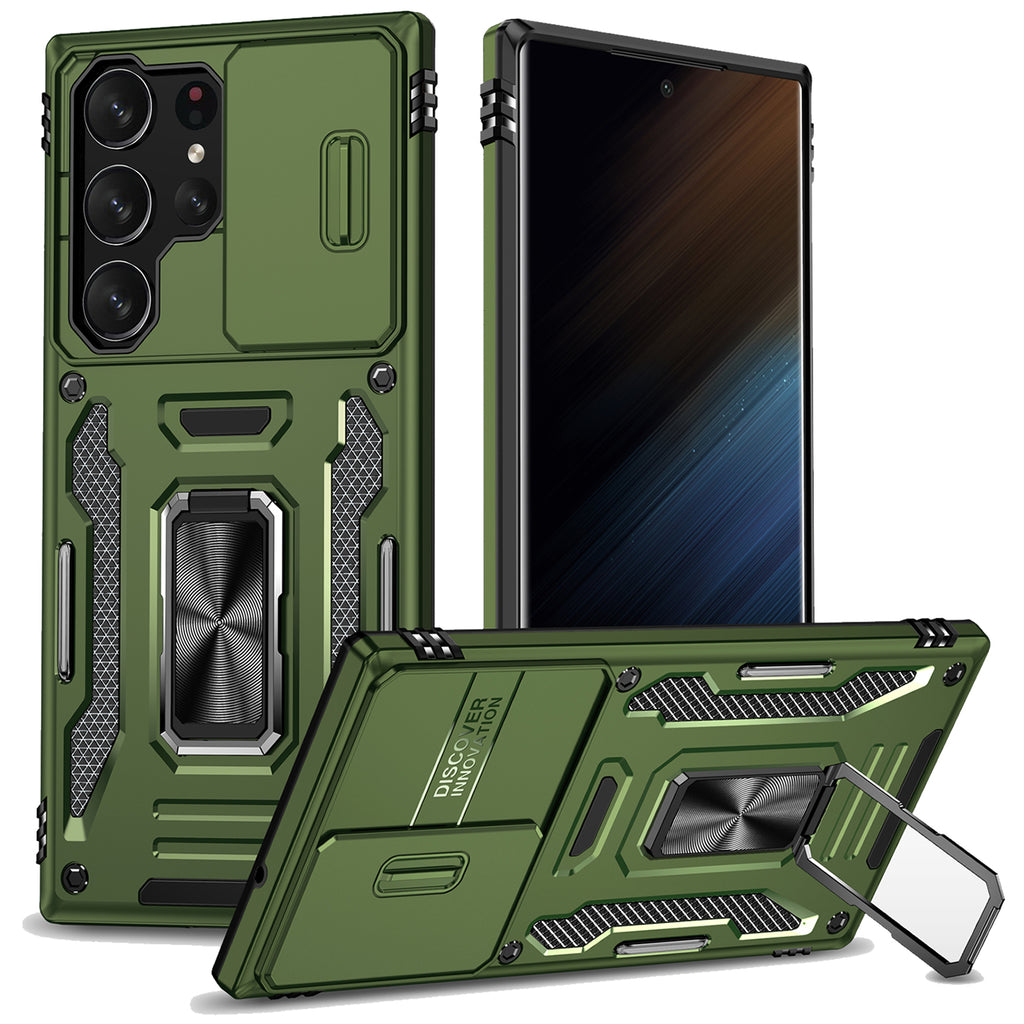 Samsung S24 Ultra Case Shockproof Kickstand Hybrid Cover DARK GREEN