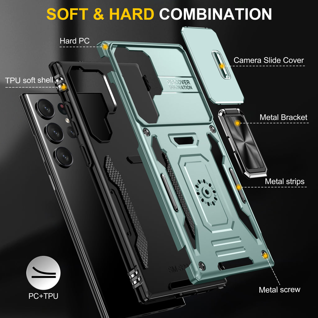 Samsung S24 Ultra Case Shockproof Kickstand Hybrid Cover LIGHT GREEN