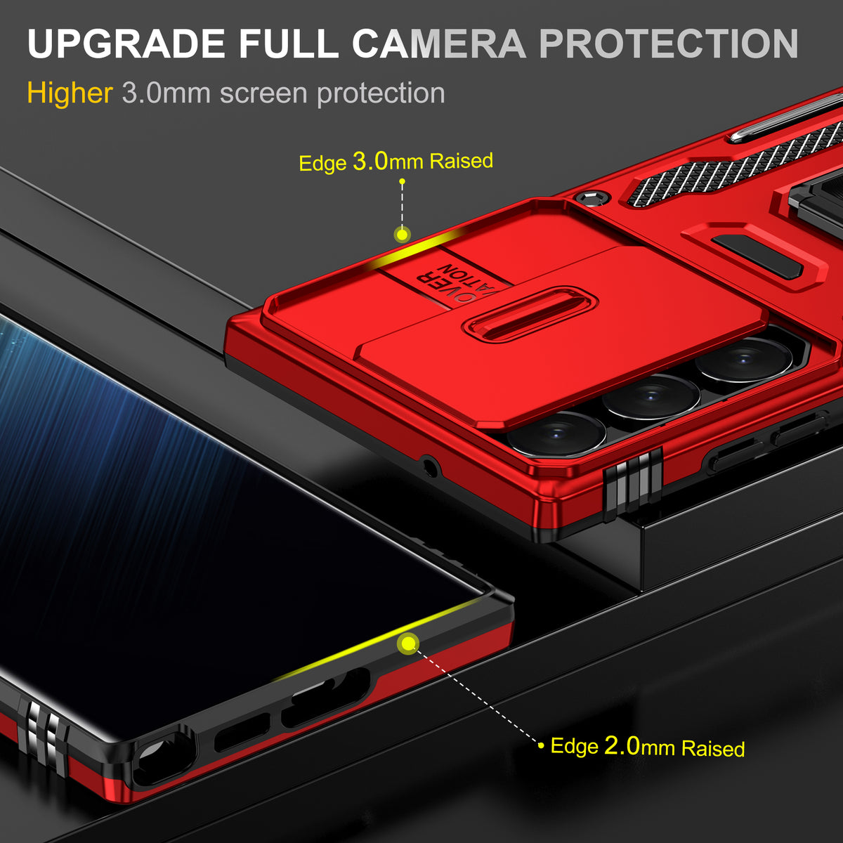 Samsung S24 Ultra Case Shockproof Kickstand Hybrid Cover RED