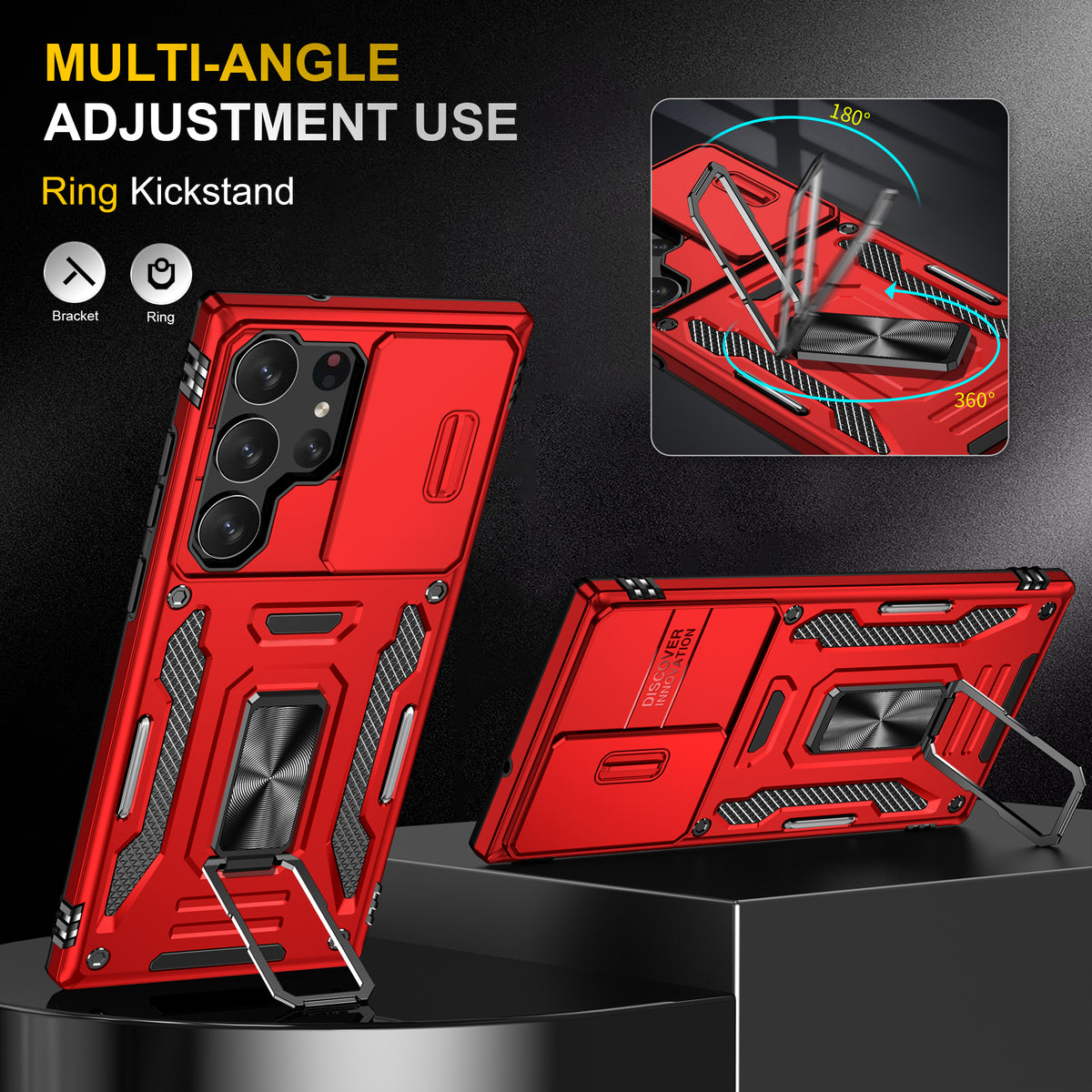 Samsung S24 Ultra Case Shockproof Kickstand Hybrid Cover RED