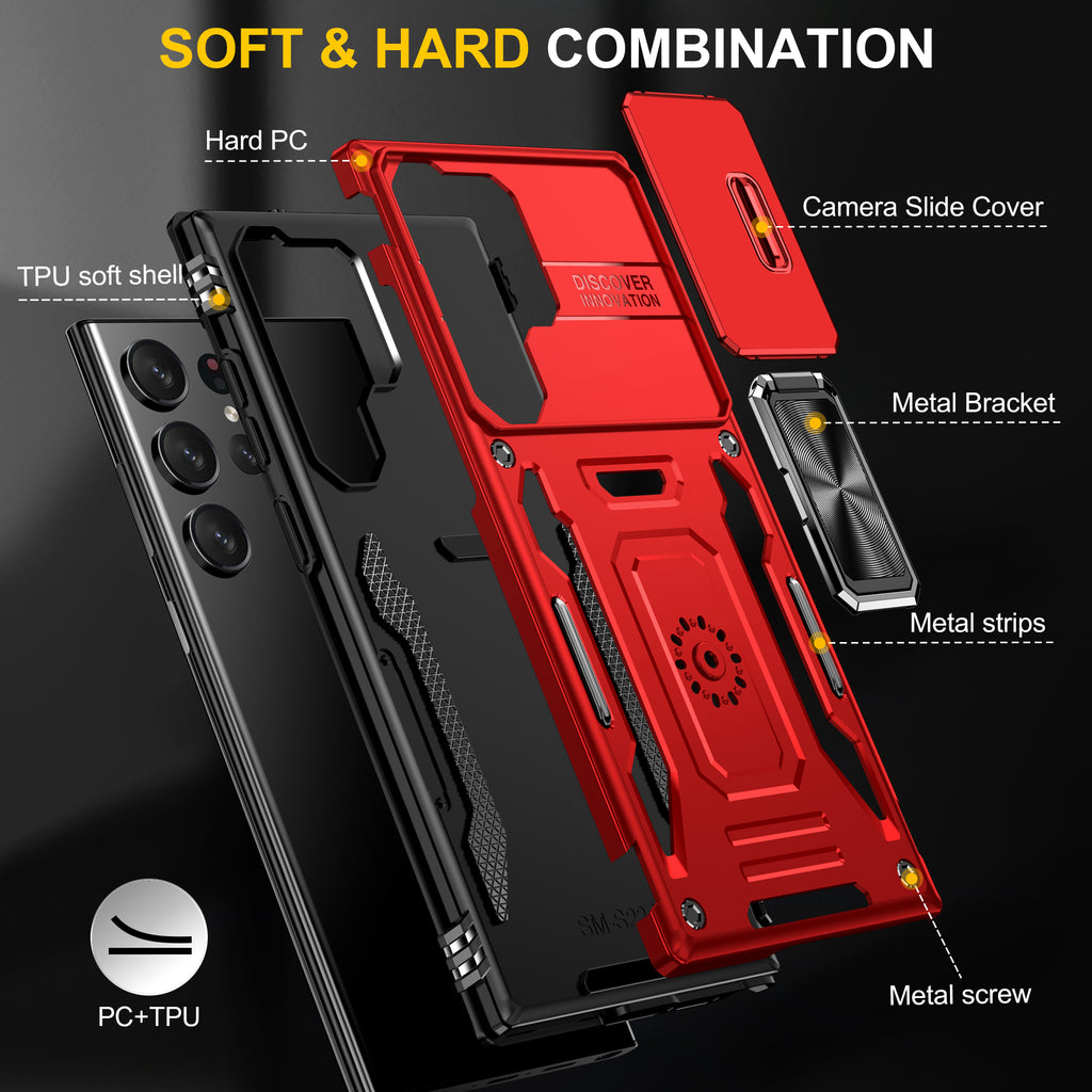 Samsung S24 Ultra Case Shockproof Kickstand Hybrid Cover RED