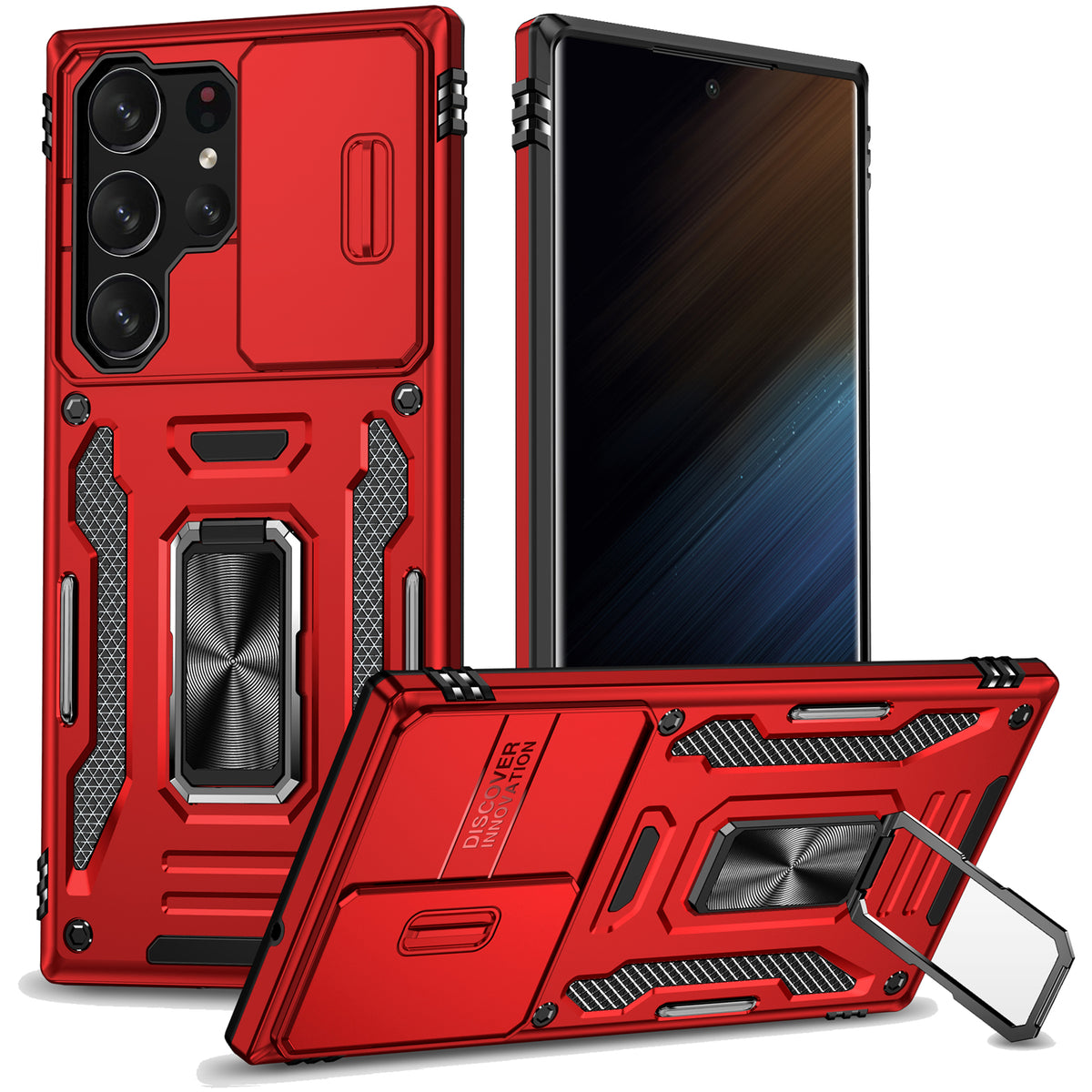 Samsung S24 Ultra Case Shockproof Kickstand Hybrid Cover RED