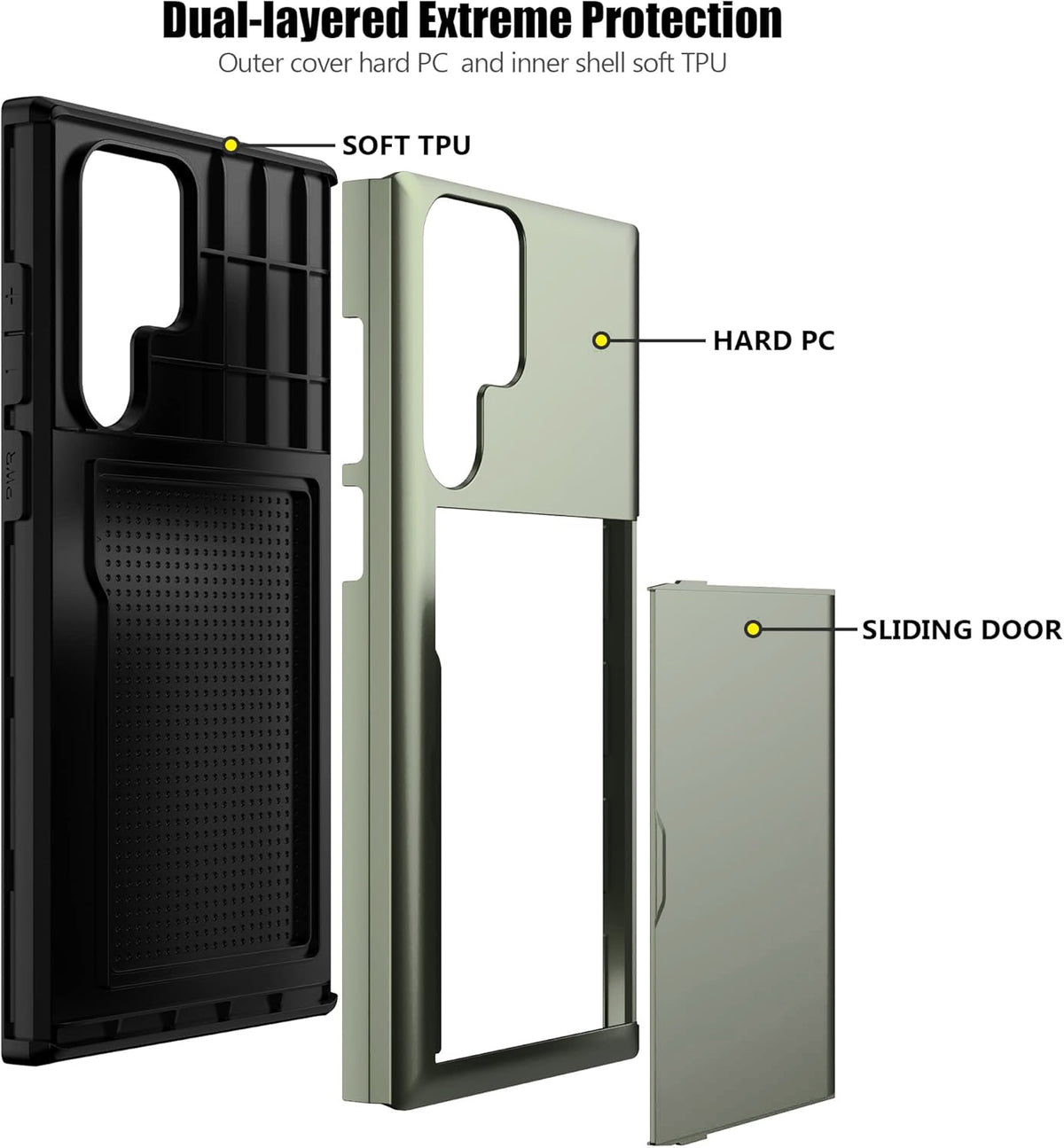 Samsung Galaxy S23 Ultra Shockproof Wallet Case Card Cover GREEN