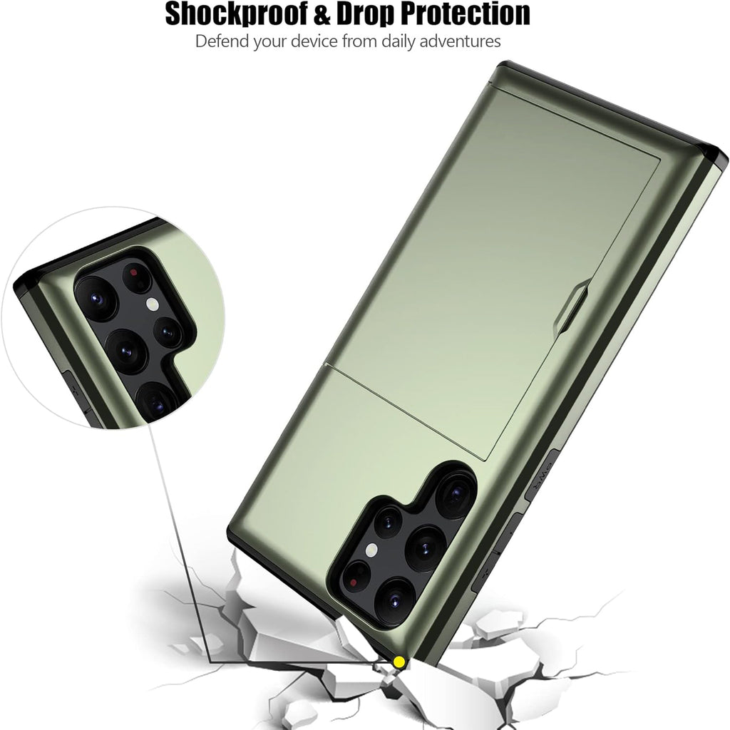 Samsung Galaxy S23 Ultra Shockproof Wallet Case Card Cover GREEN