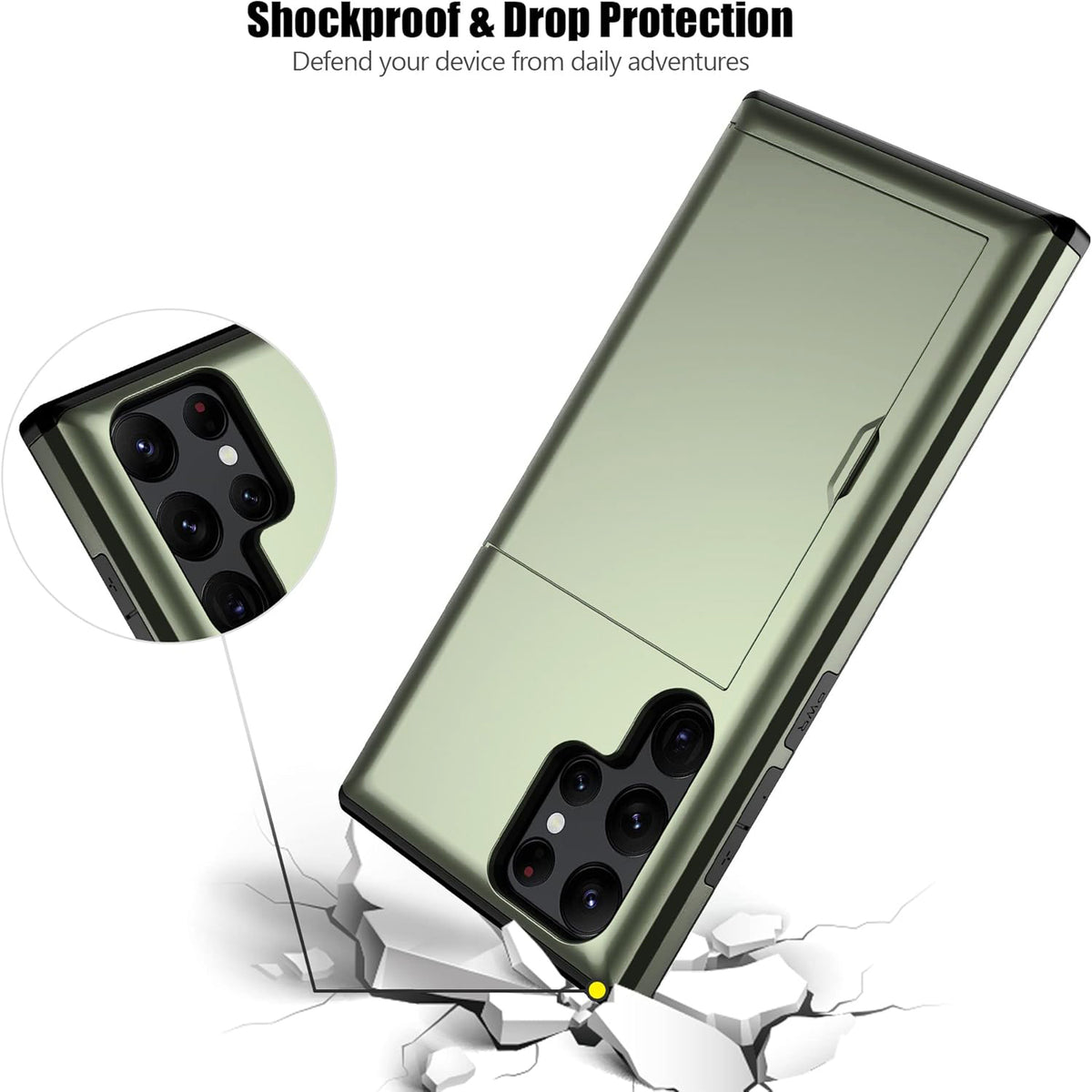 Samsung Galaxy S23 Ultra Shockproof Wallet Case Card Cover GREEN