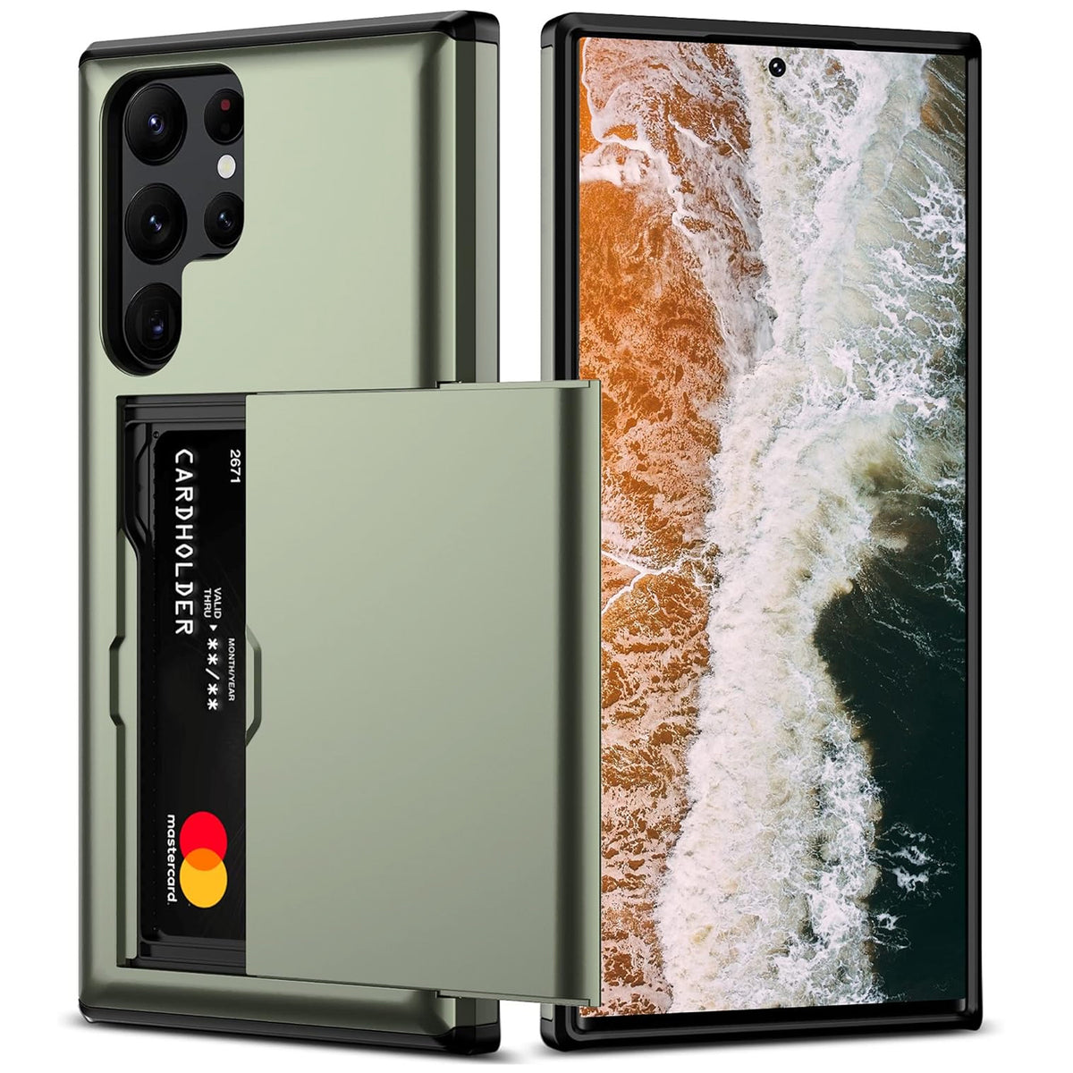 Samsung Galaxy S23 Ultra Shockproof Wallet Case Card Cover GREEN