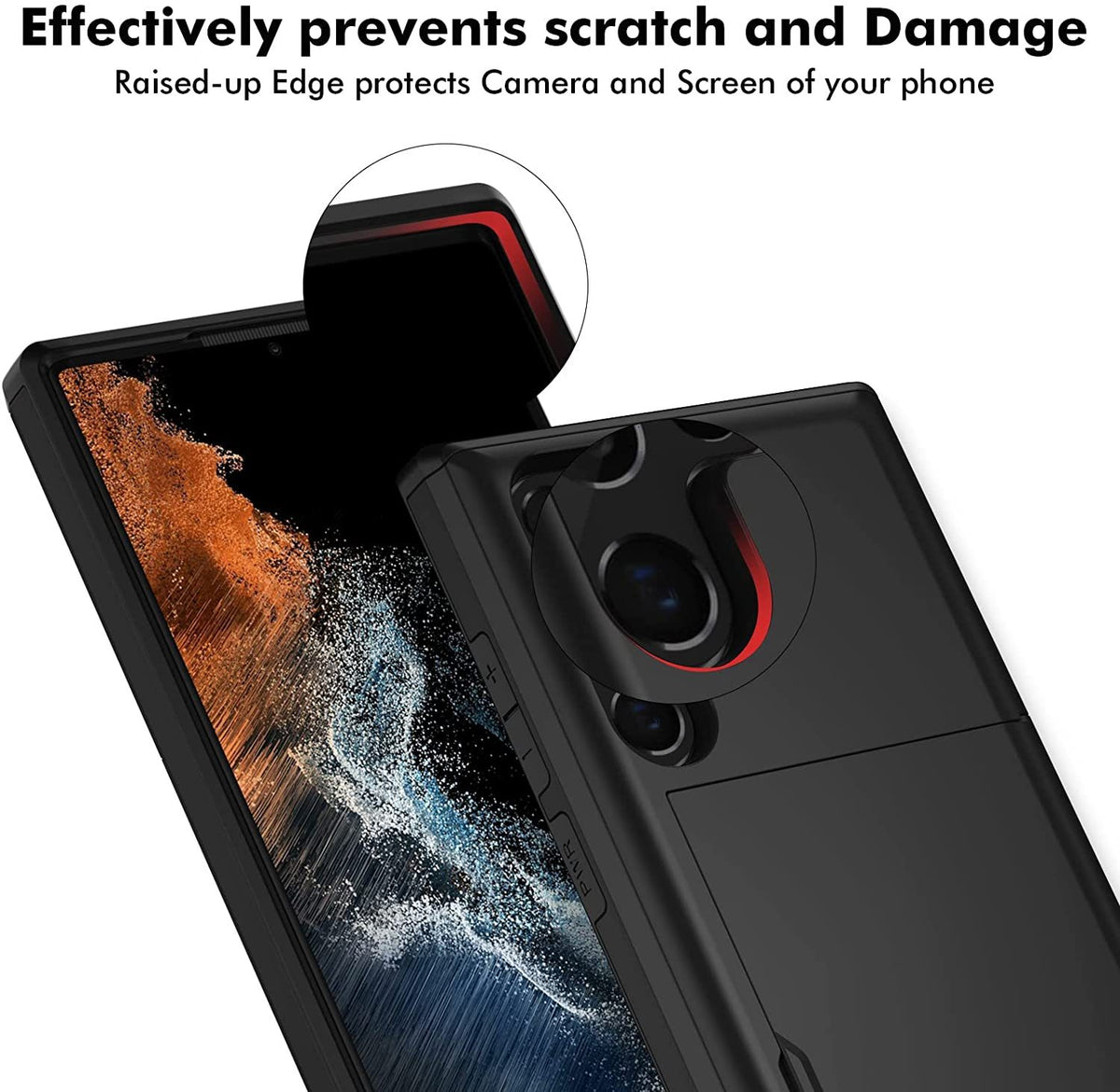 Samsung Galaxy S23 Ultra Shockproof Wallet Case Card Cover BLACK