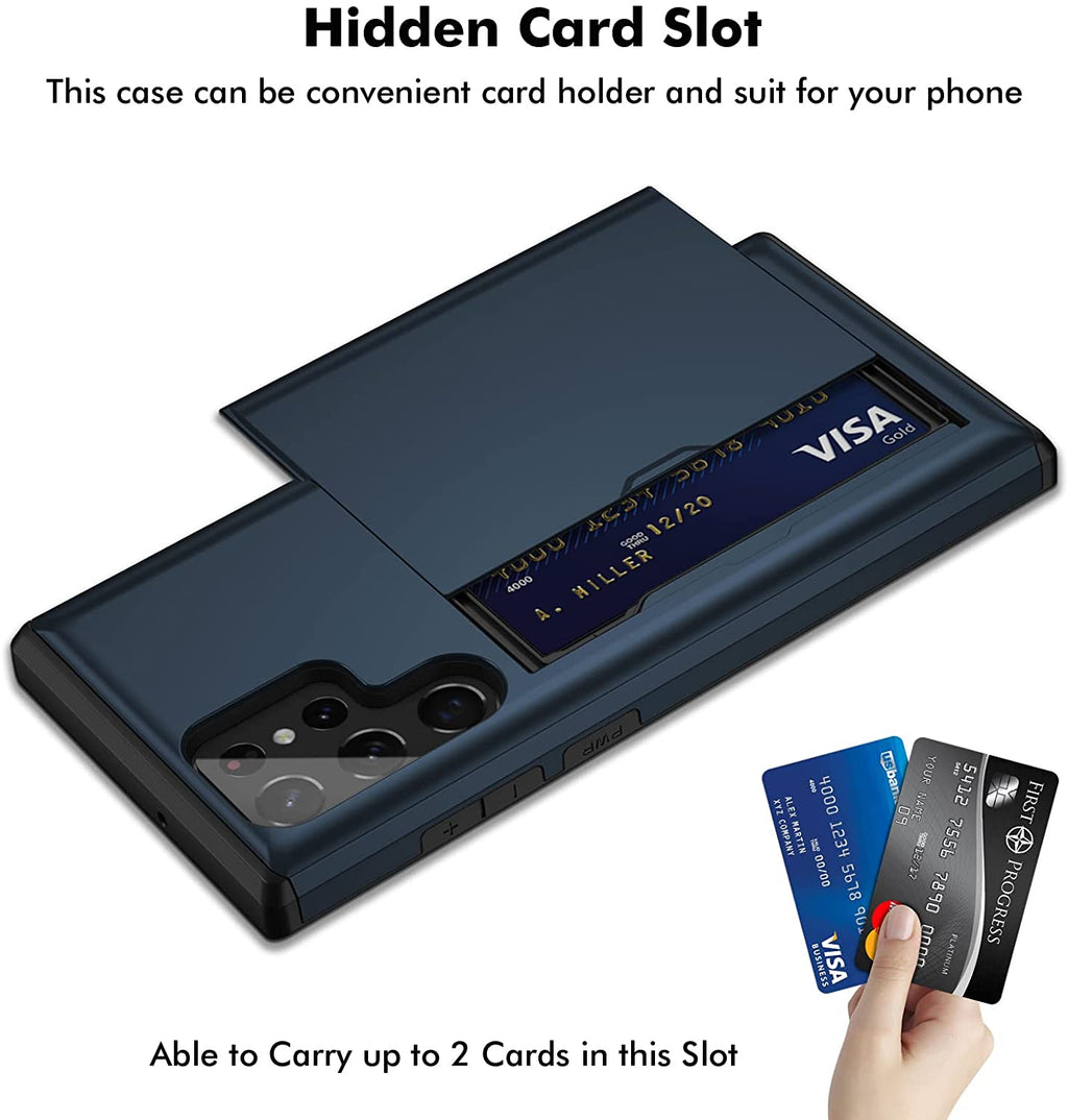 Samsung Galaxy S23 Ultra Shockproof Wallet Case Card Cover BLUE