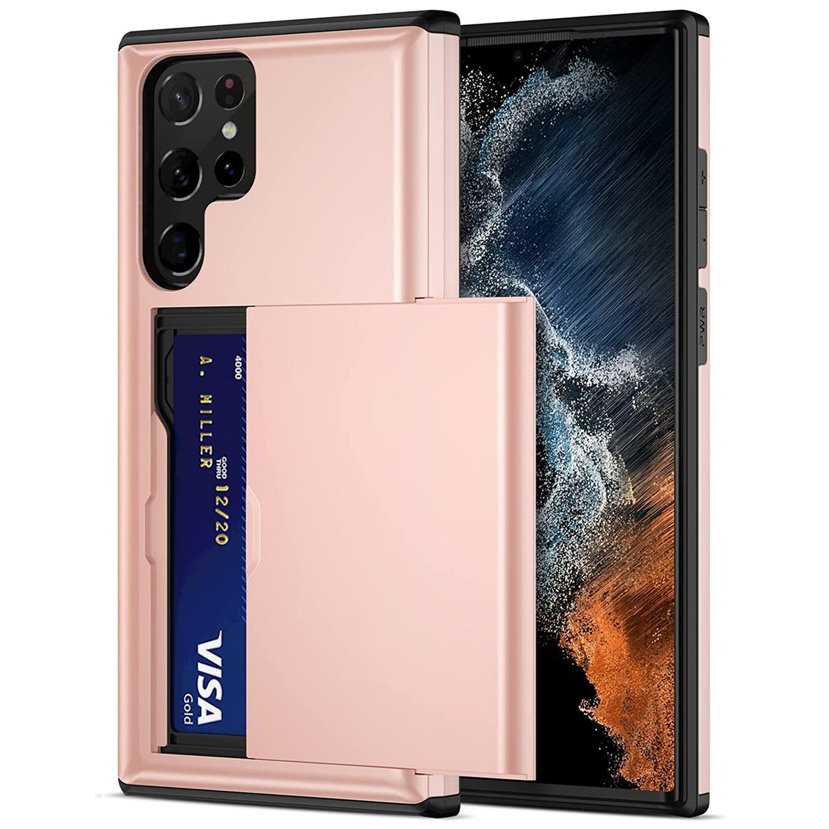 Samsung Galaxy S24 Ultra Shockproof Wallet Case Card Cover PINK