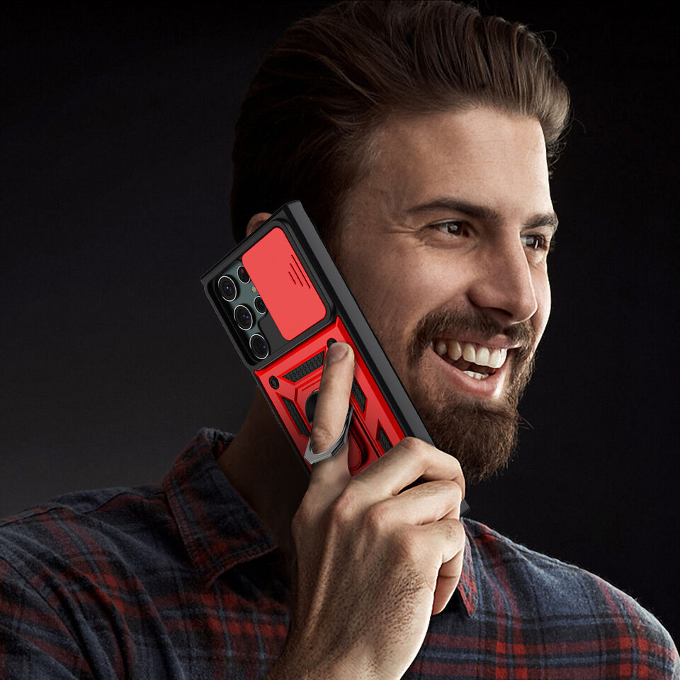 Samsung Galaxy S25 Ultra Tough Case Shockproof Kickstand Cover RED