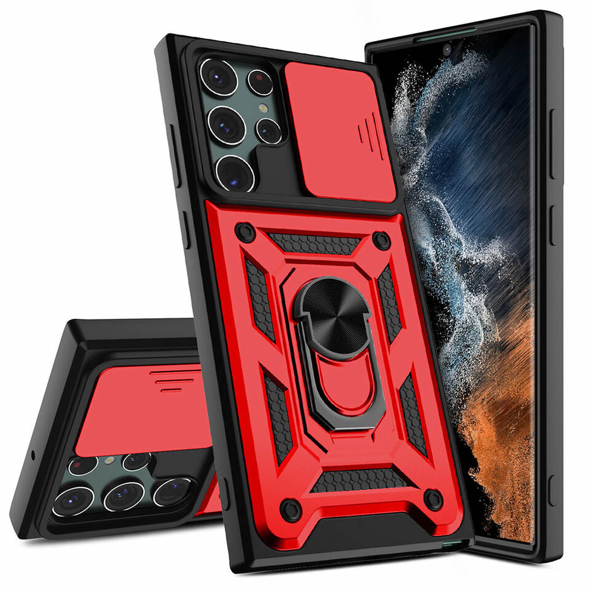 Samsung Galaxy S25 Ultra Tough Case Shockproof Kickstand Cover RED