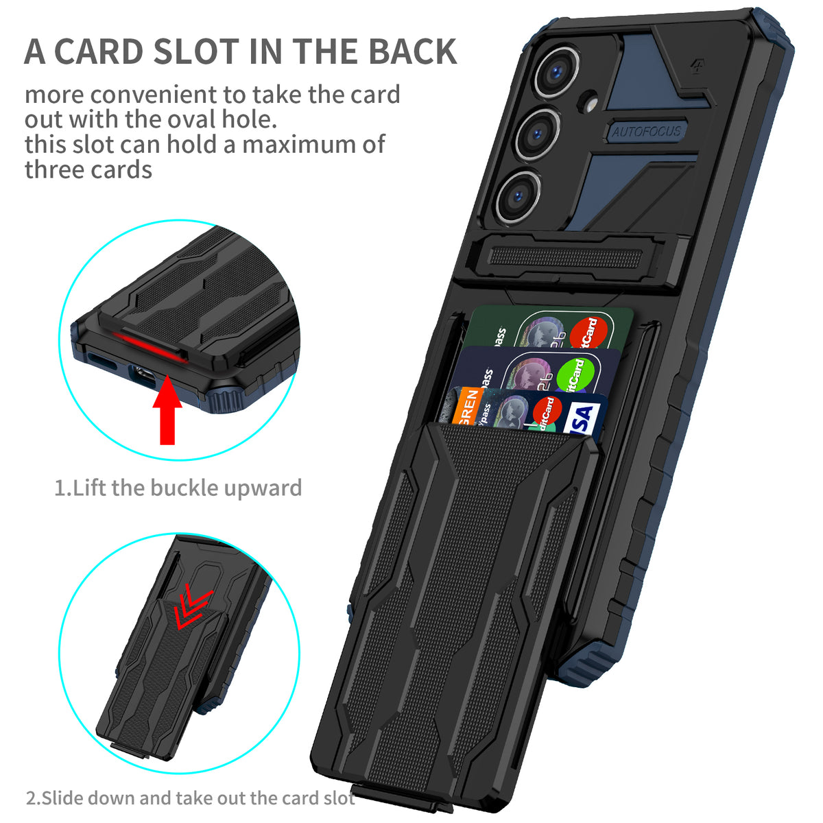 Samsung S26 Plus Heavy Duty Kickstand Case Shockproof Card Holder BLUE