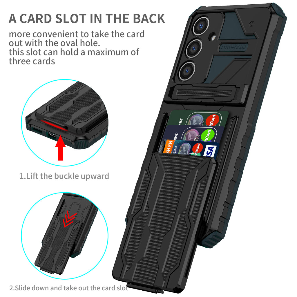 Samsung S25 Plus Heavy Duty Kickstand Case Shockproof Card Holder GREEN