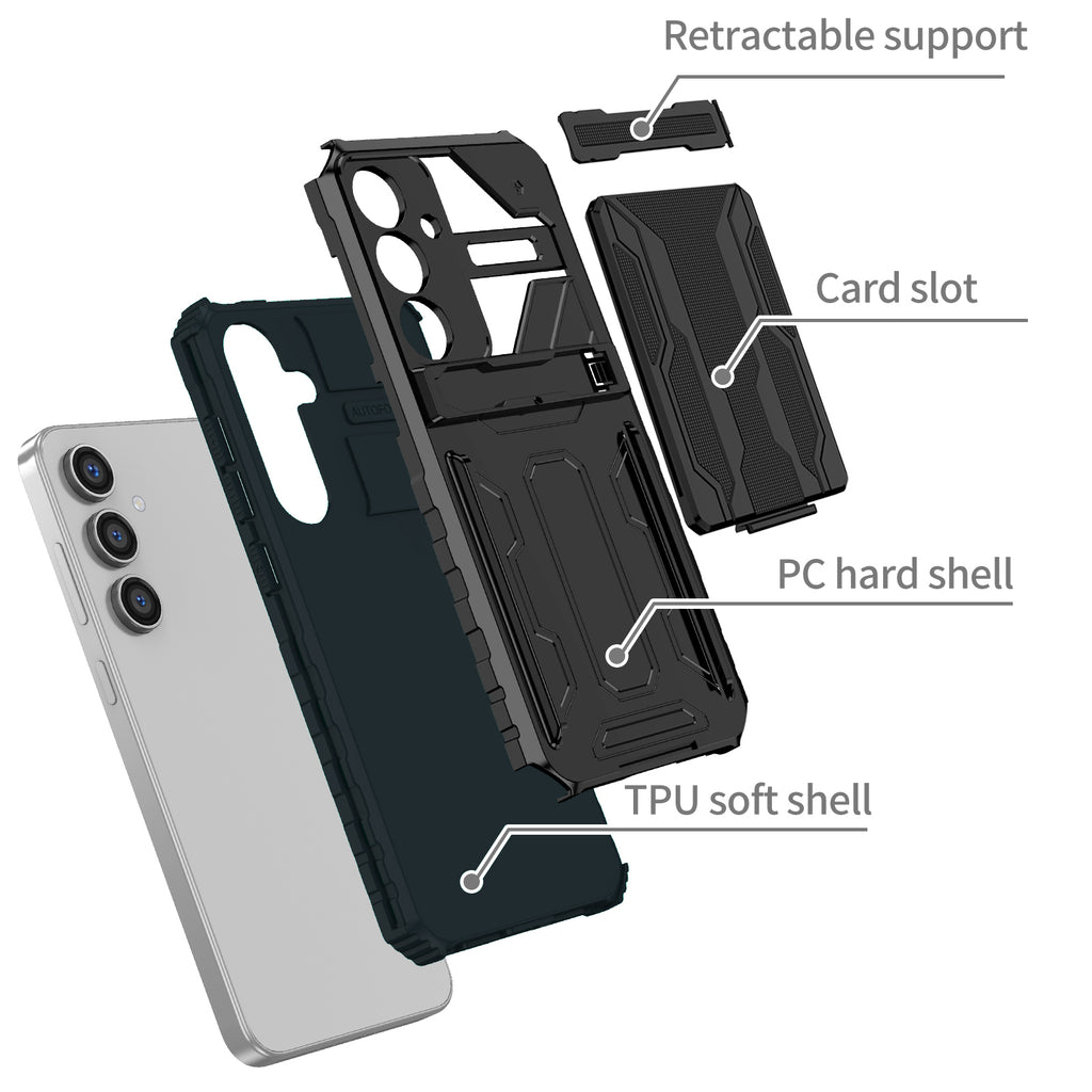 Samsung S25 Plus Heavy Duty Kickstand Case Shockproof Card Holder GREEN