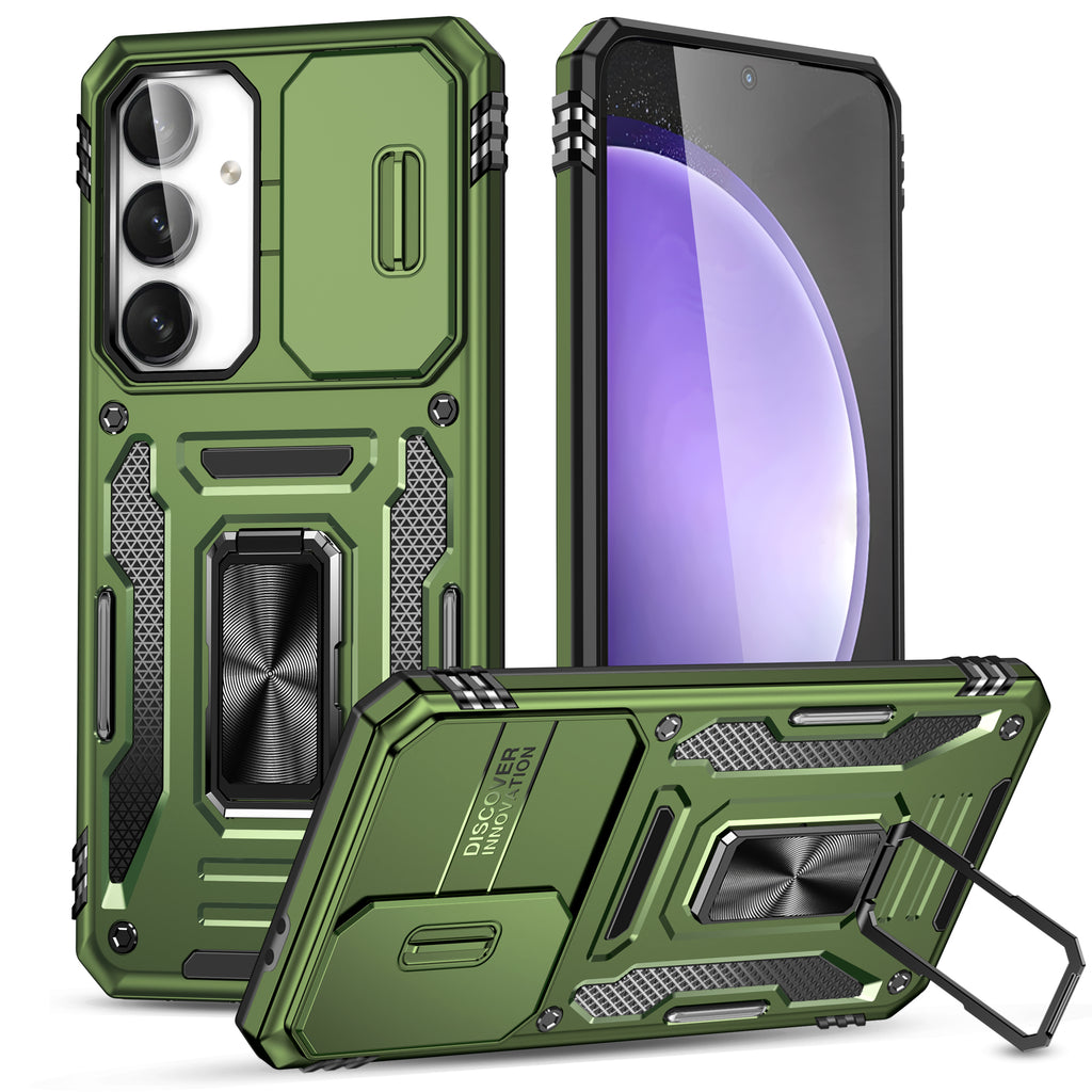 Samsung S24 FE Case Shockproof Kickstand Hybrid Cover DARK GREEN