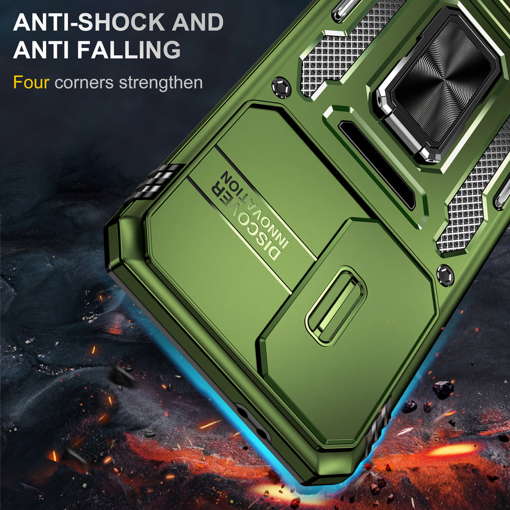 Samsung S24 FE Case Shockproof Kickstand Hybrid Cover DARK GREEN