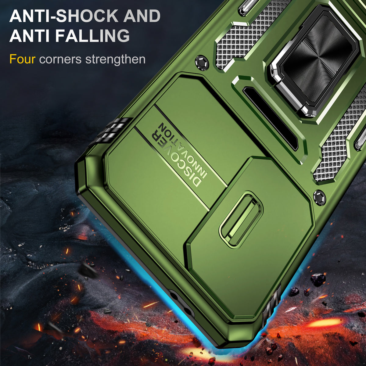Samsung S24 FE Case Shockproof Kickstand Hybrid Cover DARK GREEN