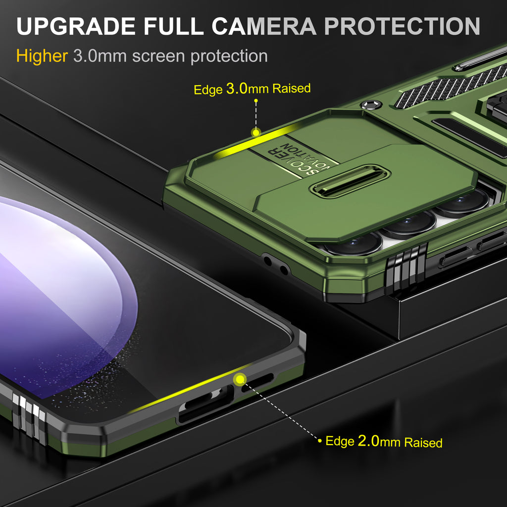 Samsung S24 FE Case Shockproof Kickstand Hybrid Cover DARK GREEN