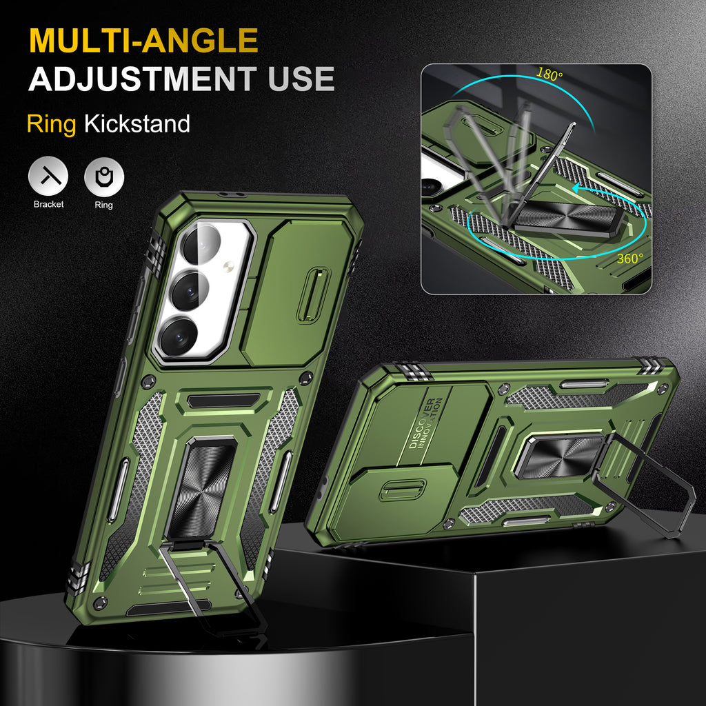 Samsung S24 FE Case Shockproof Kickstand Hybrid Cover DARK GREEN