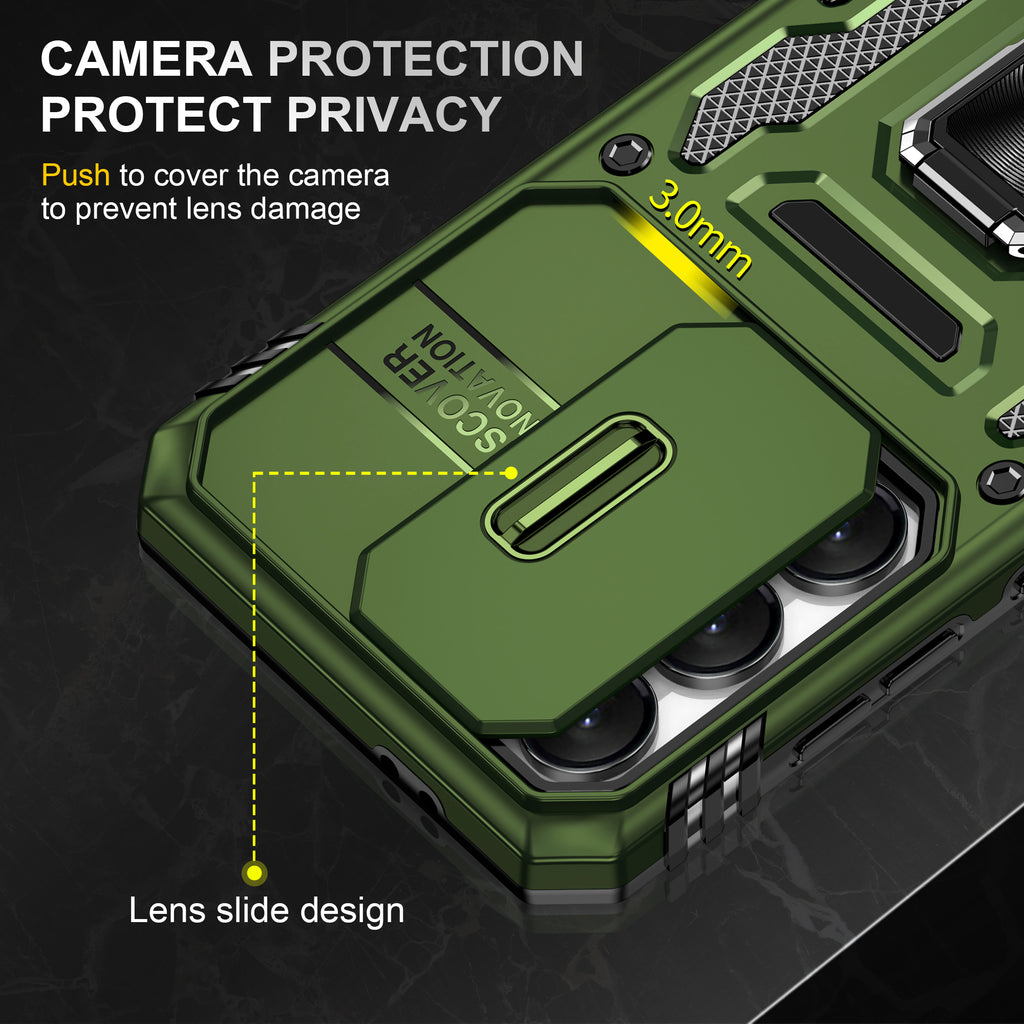 Samsung S24 FE Case Shockproof Kickstand Hybrid Cover DARK GREEN
