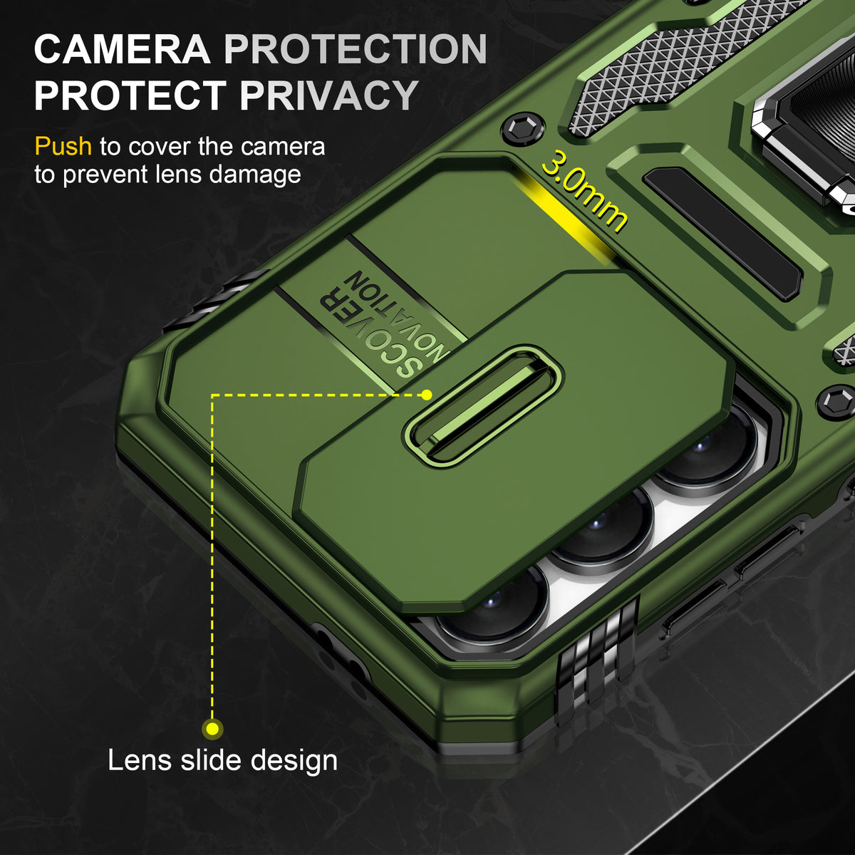 Samsung S24 FE Case Shockproof Kickstand Hybrid Cover DARK GREEN