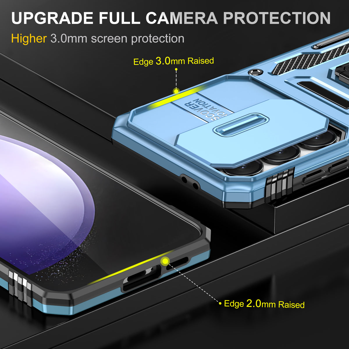 Samsung S24 FE Case Shockproof Kickstand Hybrid Cover LIGHT BLUE