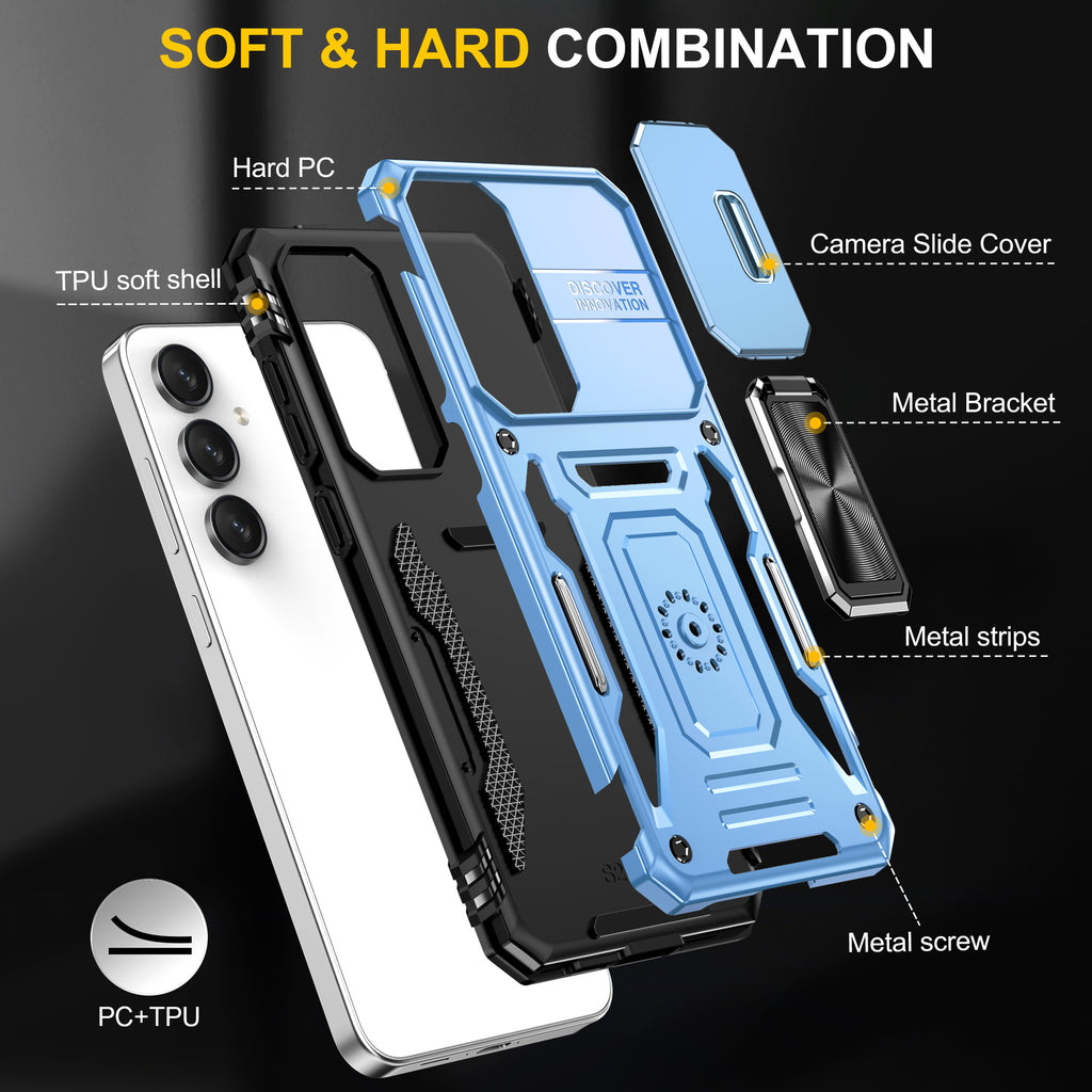 Samsung S24 FE Case Shockproof Kickstand Hybrid Cover LIGHT BLUE