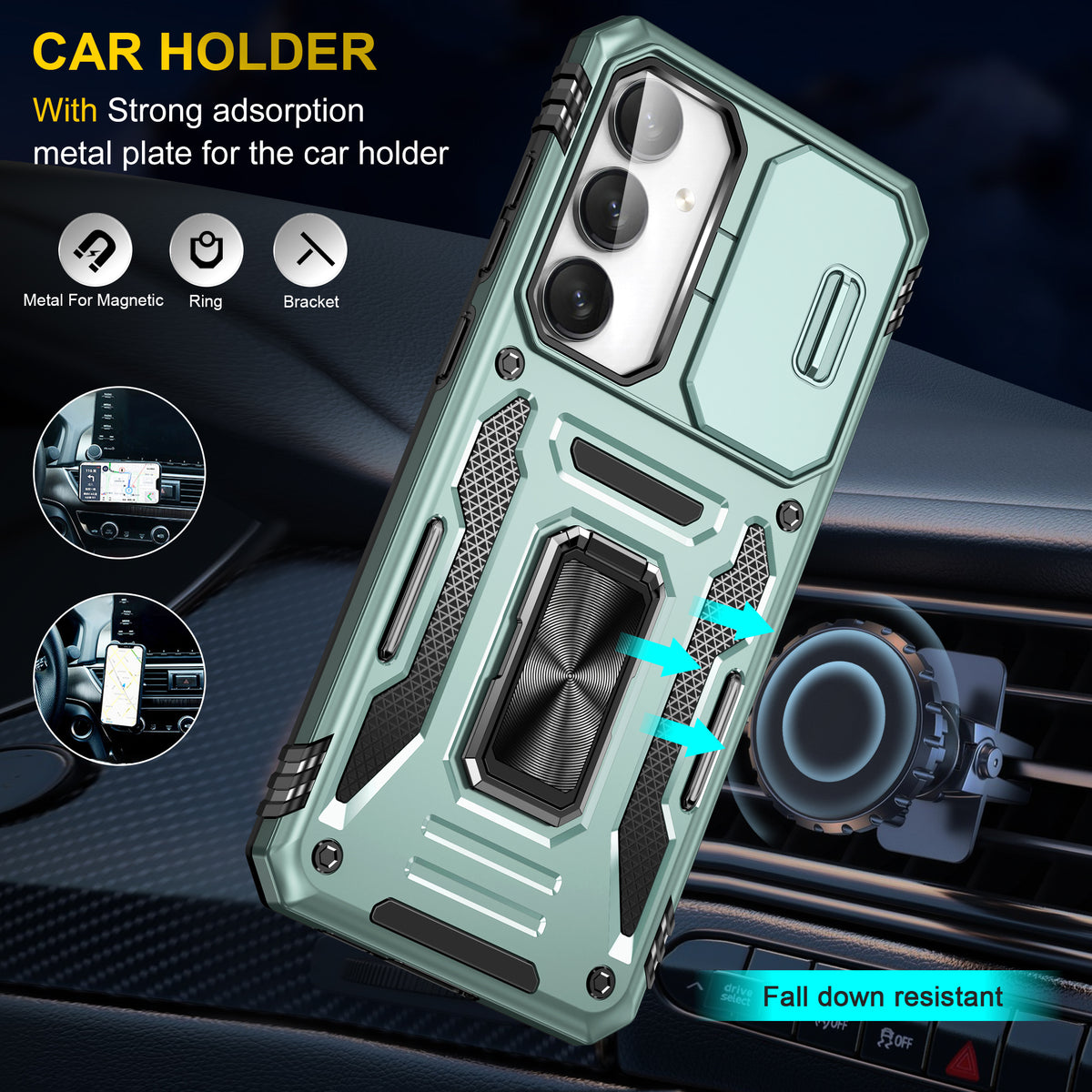 Samsung S23 Case Shockproof Kickstand Hybrid Cover LIGHT GREEN