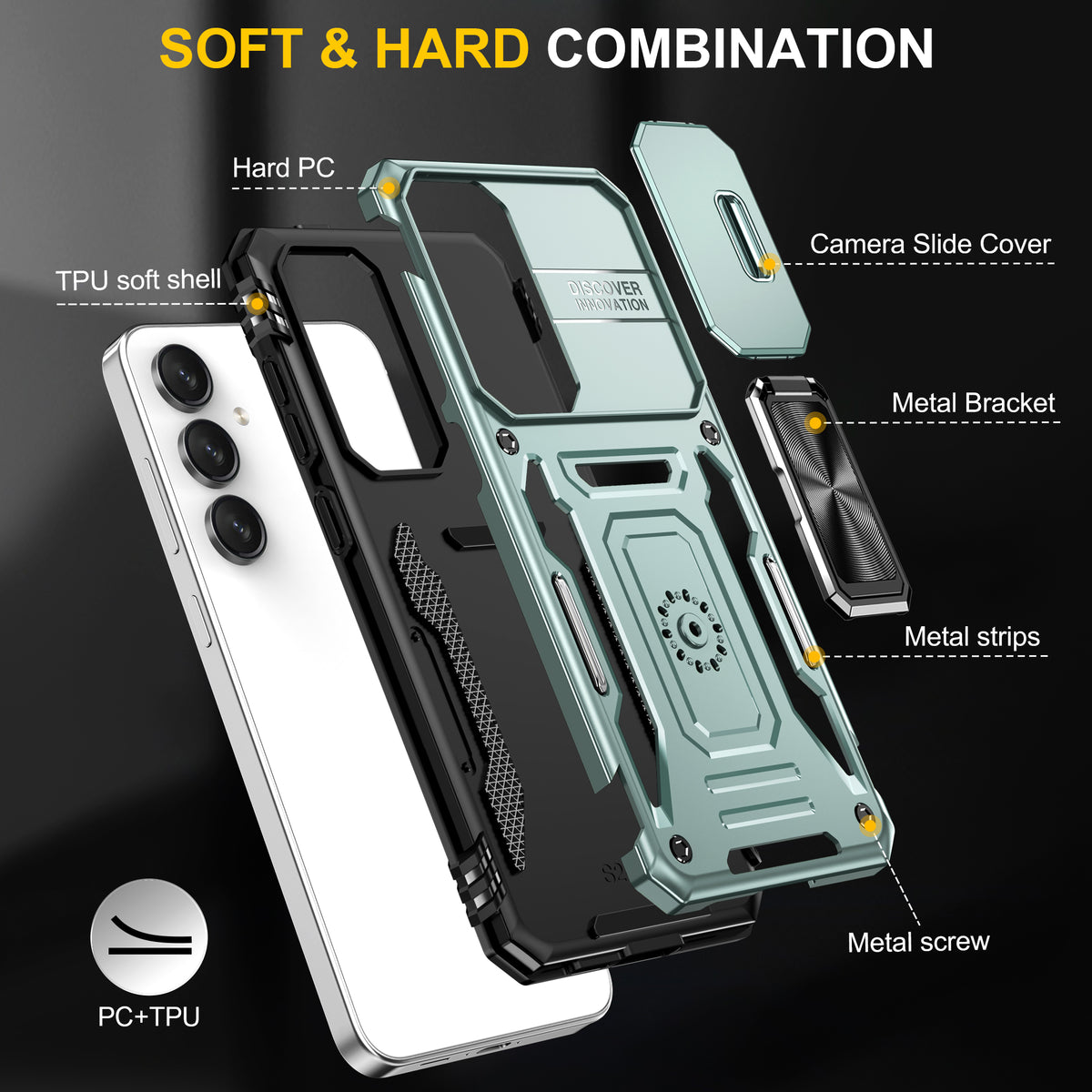 Samsung S23 Case Shockproof Kickstand Hybrid Cover LIGHT GREEN