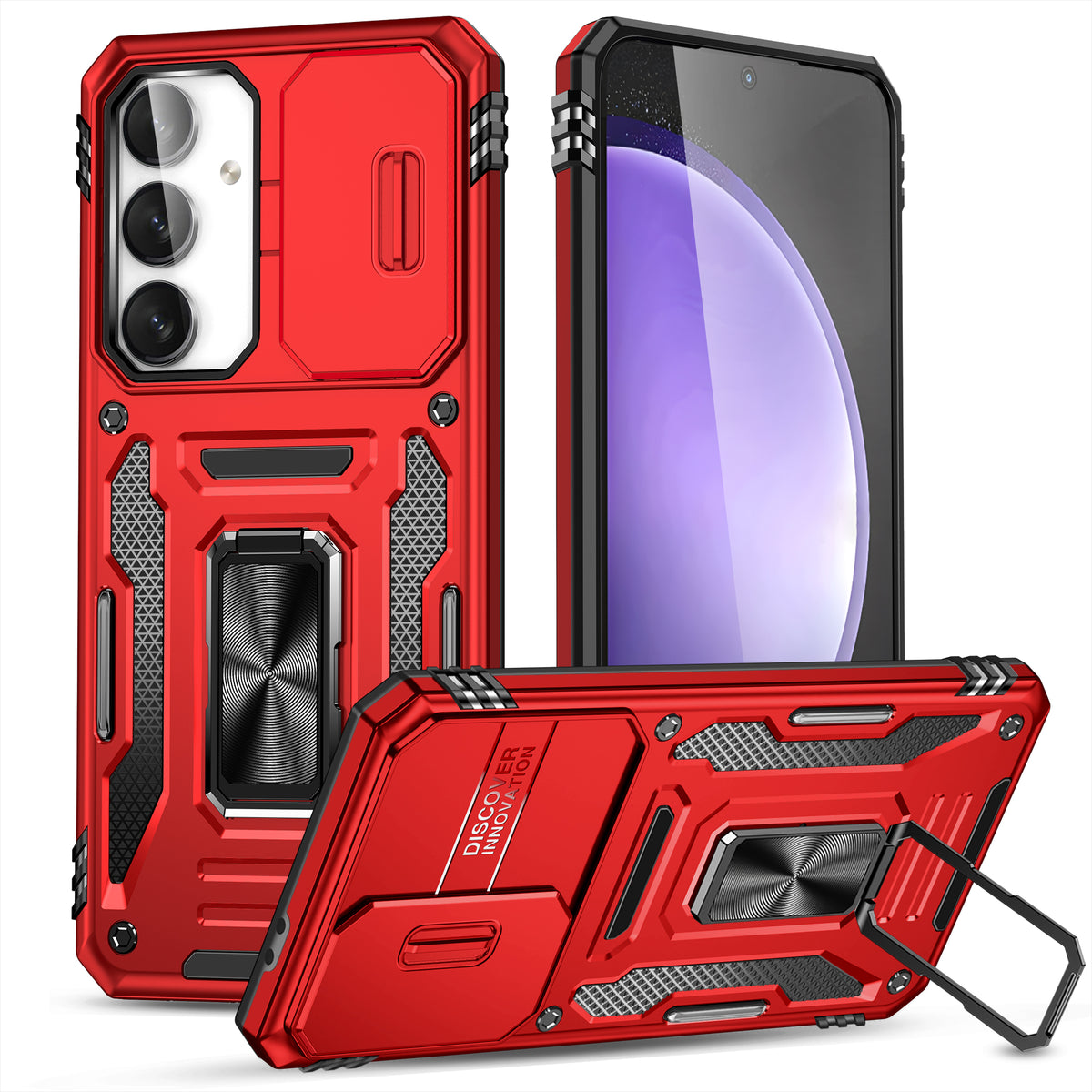 Samsung S24 FE Case Shockproof Kickstand Hybrid Cover RED